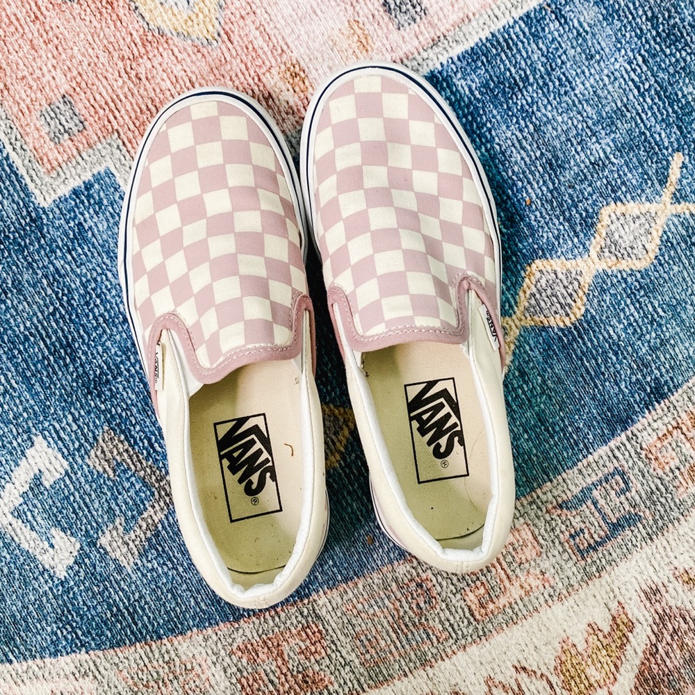 Vans Light Purple/Lavender Classic Checker Slip Ons